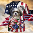 Shih Tzu Independence Day Zip Hoodie Crewneck Sweatshirt T-Shirt 3D All Over Print For Men And Women