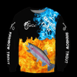 Fishing Rainbow Trout On Fire Zip Hoodie Crewneck Sweatshirt T-Shirt 3D All Over Print For Men And Women