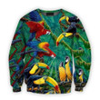Parrots Zip Hoodie Crewneck Sweatshirt T-Shirt 3D All Over Print For Men And Women