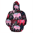 Pink Elephant Pattern Zip Hoodie Crewneck Sweatshirt T-Shirt 3D All Over Print For Men And Women