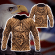 Eagle Fly Zip Hoodie Crewneck Sweatshirt T-Shirt 3D All Over Print For Men And Women