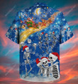 Dancing Skull Skeleton Christmas Aloha Hawaiian Shirt Colorful Short Sleeve Summer Beach Casual Shirt For Men And Women