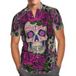 Skull Aloha Hawaiian Shirt Colorful Short Sleeve Summer Beach Casual Shirt For Men And Women
