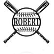 Custom name Softball & Baseball monogram wall art metal cut sign
