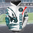 Personalized Custom Name Philadelphia Eagles 3D All Over Print Hoodie, Zip-up Hoodie