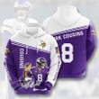 Sports American Football Nfl Minnesota Vikings Kirk Cousins 3D All Over Print Hoodie, Zip-up Hoodie