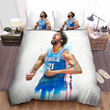 Philadelphia 76ers Joel Embiid Watercolor Art Bed Sheet Spread Comforter Duvet Cover Bedding Sets