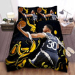Golden State Warriors Stephen Curry Layup Illustration Bed Sheet Spread Comforter Duvet Cover Bedding Sets