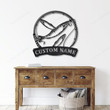 Personalized Sardine Fishing Fish Pole Monogram Metal Sign Art Custom Sardine Fish Metal Sign Fishing Lover Sign Decoration For Living Room