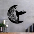 Humming Bird and Moon Metal Wall Art, Metal Humming Bird, Wall Hangings, Bird Metal Wall Art, Bird Metal Wall Decor, Housewarming Gift