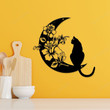 Cat and Moon Metal Wall Art, Floral Cat Wall Decor, Cat on Moon, Floral moon, Cat Lover Gift, Animal Decor, Home Decor, Housewarming Gift