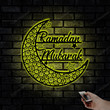 Ramadan Moon Metal Sign With Lights Ramadan Mubarak Led Light Sign Islamic House Decor Wall Hanger Moon And Star