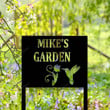 Custom Garden Sign with Stake Metal Garden Decor Garden Stake Personalized Garden Metal Sign Hummingbird and Flower Garden Sign Yard Decor