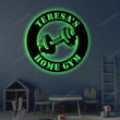 Personalized Home Gym LED Metal Art Sign Light up Gym Name Metal Sign Multi Color Home Gym Art Metal Fitness Wall Art