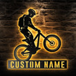 Custom BMX Rider Metal Wall Art With Led Lights Personalized Biker Name Sign Decoration Dad Gifts Mountain Bike Enthusiast