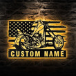 Custom Motorcycle Metal Wall Art With Led Lights Personalized Motorcycle Garage Name Sign Decoration Dad Gifts Motor Enthusiast