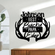 Custom Deer Antler Metal Wall Art With Led Lights Father's Day Gift Best Buckin Papa Ever Hunting Lover Gift For Hunter Deer Cabin Sign