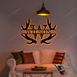 Personalized Deer Antler Monogram Metal Sign With LED light Custom Family Last Name Metal Art For House Decor Housewarming Wedding Gift