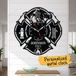 Personalized Clock Metal Wall Metal Large Wall Clock Firefighter Clock Metal Signs Unique Home Decor Horloge Murale Housewarming Gift