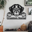 Personalized Chimpanzee Monkey Metal Sign Art Custom Chimpanzee Monkey Metal Sign Animal Funny Pets Gift Birthday Gift
