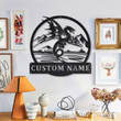 Personalized Dragon Monogram Metal Sign Art v5 Custom Dragon Metal Sign Custom Lover Sign Decoration For Living Room
