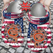 Football Crocs Personalized CBears American Flag Breaking Wall Clog Shoes