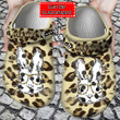 Easter Crocs Personalized Leopard Easter Bunny Glasses Clog Shoes