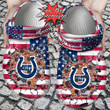 Football Crocs Personalized IColts American Flag Breaking Wall Clog Shoes