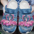 Flamingos Jean Gift For Lover Rubber Crocs Clog Shoes Comfy Footwear