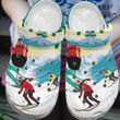 Couple Skiing Snow Mountain Gift For Lover Rubber Crocs Clog Shoes Comfy Footwear