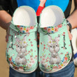 Rabbit Personalized Lovely Flower Hawai 102 Gift For Lover Rubber Crocs Clog Shoes Comfy Footwear