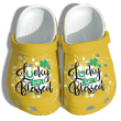Lucky Charm And Blessed St Patricks Day Gift For Lover Rubber Crocs Clog Shoes Comfy Footwear
