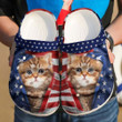 Cat American Flag Printed Gift For Lover Rubber Crocs Clog Shoes Comfy Footwear