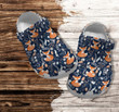 Fox Boho Floral Cute Pattern Navy Croc Shoes Gift Grandaughter- Fox Girl Lover Shoes Croc Clogs Customize Gift Mother Day
