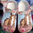 Horse And Cowgirl Gift For Fan Classic Water Rubber Crocs Clog Shoes Comfy Footwear