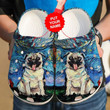 Dog Crocs - Pug Starry Night Custom Clog Shoes For Men And Women