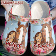 Horse And Cowgirl Rubber Crocs Clog Shoes Comfy Footwear