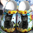 Sunflower And Black Cat Cute Animal Gift For Lover Rubber Crocs Clog Shoes Comfy Footwear