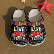 Live Love Teach Funny Crayons Rubber Crocs Clog Shoes Comfy Footwear