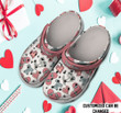 Personalized Boy Valentines Pattern Skateboard Hearts Crocs Clog Shoes For Men And Women
