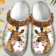 Flower Giraffe With Bird Cute Animal Gift For Lover Rubber Crocs Clog Shoes Comfy Footwear