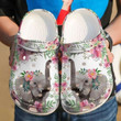 Elephant Floral Rubber Crocs Clog Shoes Comfy Footwear
