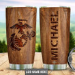 Personalized Marine Corps Wood Style Stainless Steel Tumbler, Personalized Tumblers, Tumbler Cups, Custom Tumblers