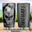 Personalized Silver Skull Stainless Steel Tumbler, Personalized Tumblers, Tumbler Cups, Custom Tumblers