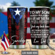 Personalized Puerto Rico Dad To Son Stainless Steel Tumbler, Personalized Tumblers, Tumbler Cups, Custom Tumblers