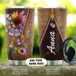 Leather Style Skull Flower Personalized Kd2 Stainless Steel Tumbler, Personalized Tumblers, Tumbler Cups, Custom Tumblers
