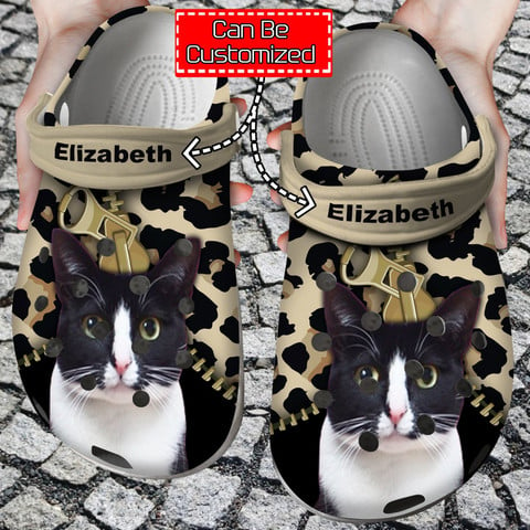 Cat Lovers Personalized Clogs Shoes With Leopard Pattern Cat Crocs -  MetalSign Center