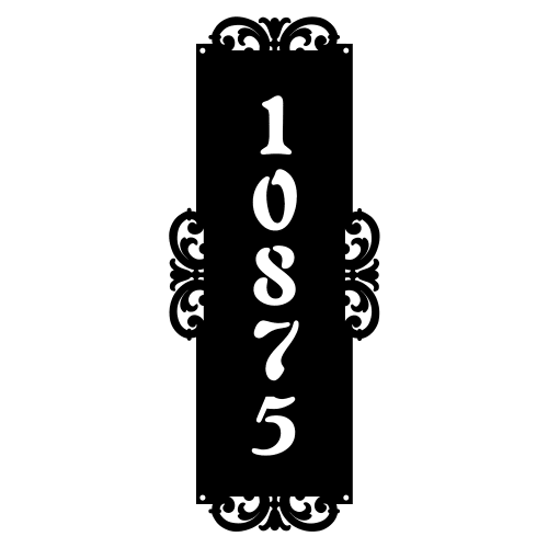 Fancy-Vertical Number Monogram, Address Plaque, Metal Address Signs, Custom Address Signs, Outdoor House Number Signs