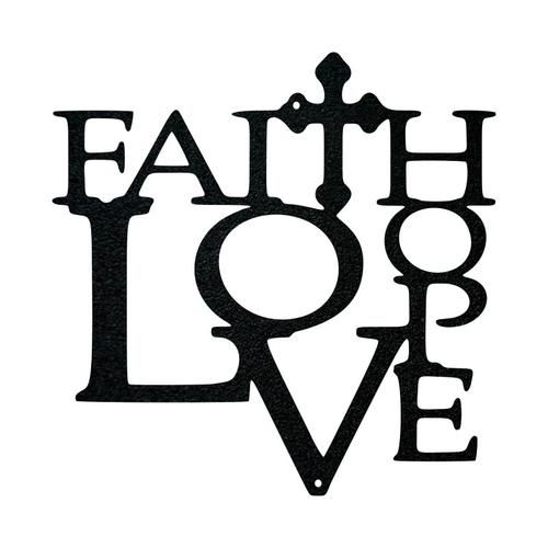 Faith, Love, Hope with Cross Wall Art