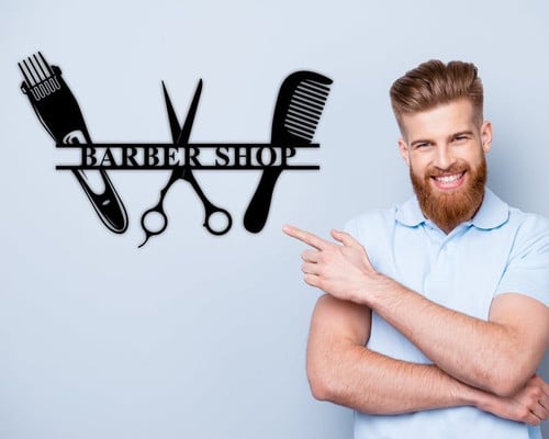 Personalized Metal Barber Sign